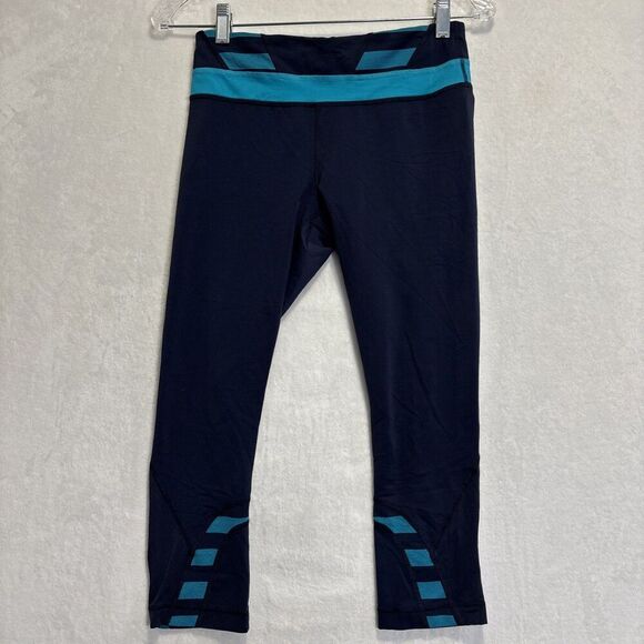 Lululemon Run Inspire Crop II Inkwell Quilt Winter Micro Macro Stripe Surge 6 - Picture 1 of 14